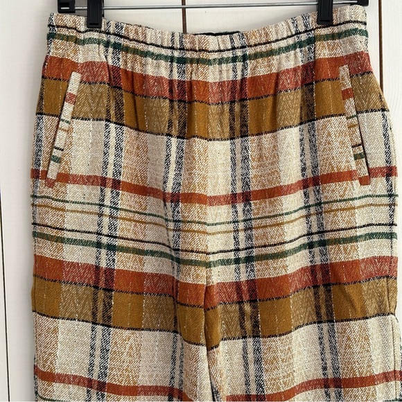 Sezane Ross Trousers Texan Plaid Jacquard Size 8 NWT Linen Cotton Blend - Picture 6 of 9